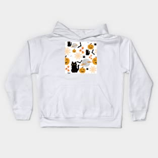 Halloween Pattern White Kids Hoodie